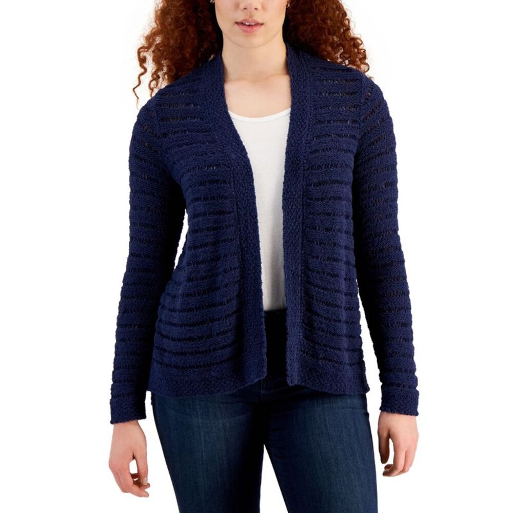 Charter Club Womens Striped Weave Cardigan